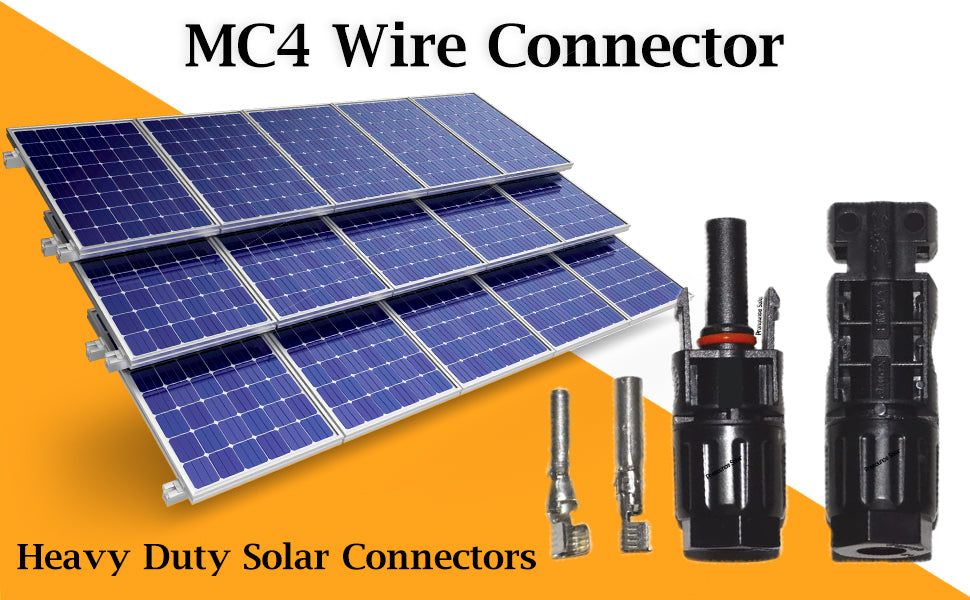 Pronounce Solar MC4 Connectors – Set of 10 Pairs (Male + Female + Pins), 1000 V / 50 A | IP67 Waterproof
