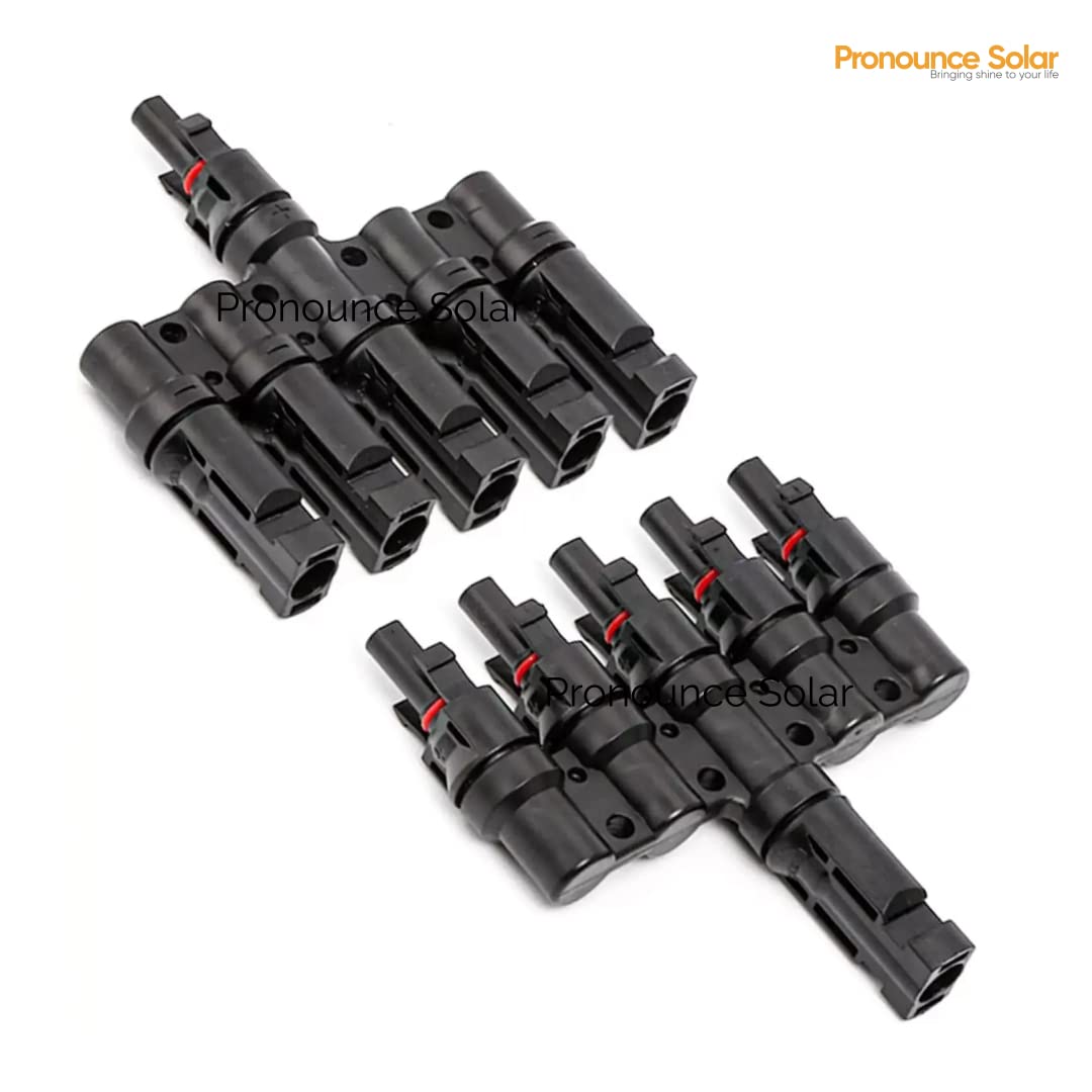 Pronounce Solar 4 in 1 T4 MC4 Wire Connector for Solar Panel, (1+1 Pair MC4), (1500V/50A) Mc4 connector 3in 1out