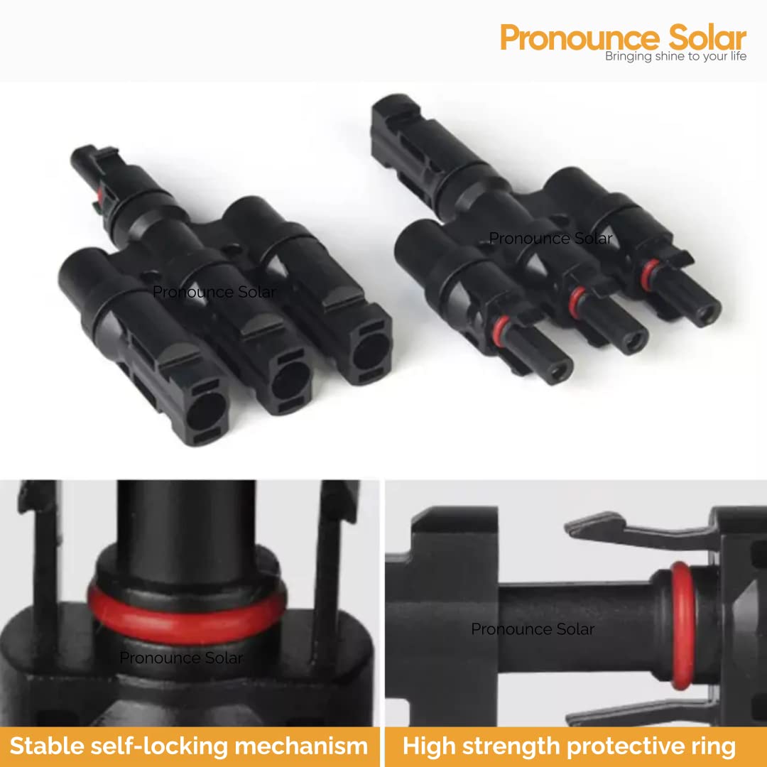 Pronounce Solar 3 in 1 T3 MC4 Wire Connector for Solar Panels, (1+1 Pair), (1500V/50A) MC4 CONNECTOR 3IN 1OUT