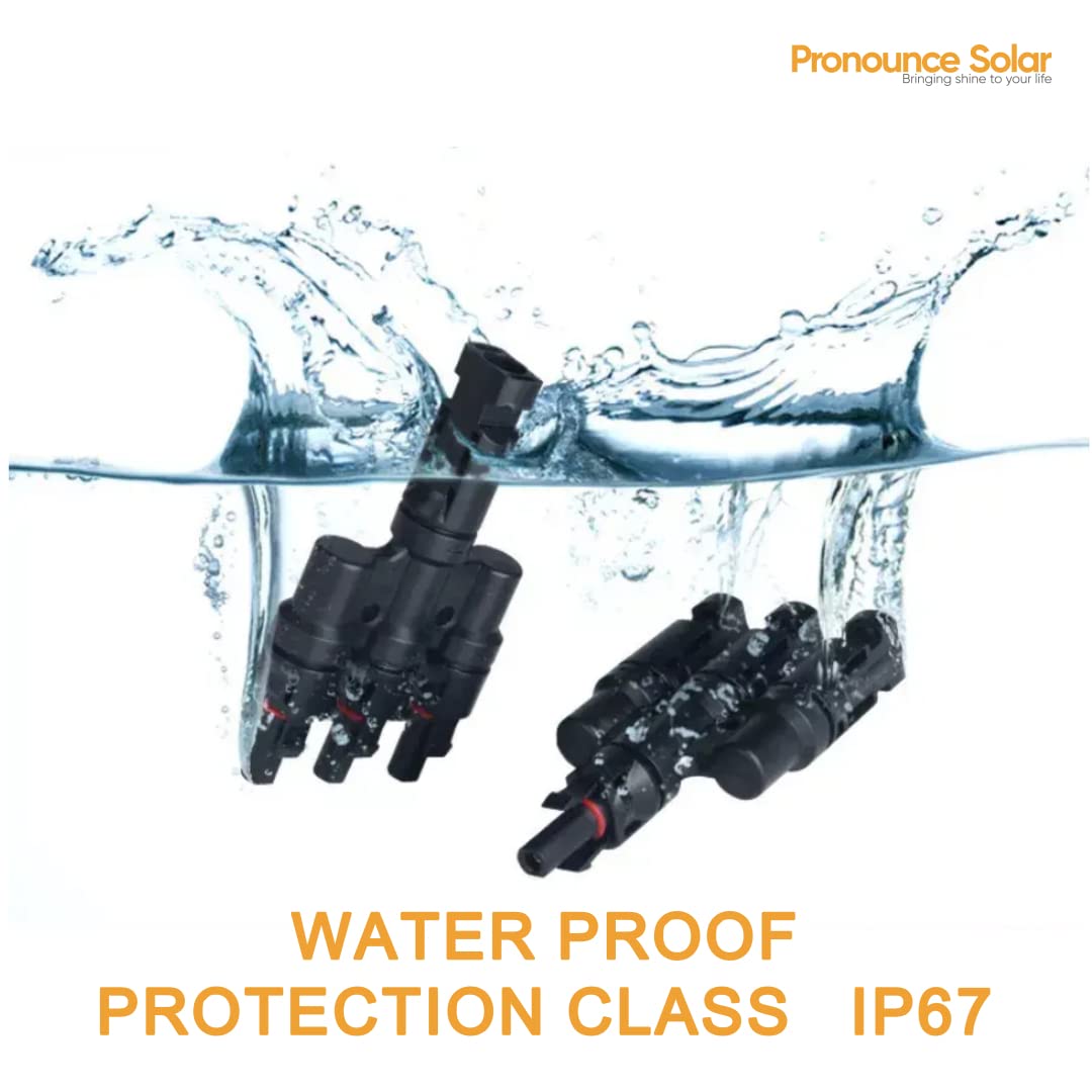 Pronounce Solar 3 in 1 T3 MC4 Wire Connector for Solar Panels, (1+1 Pair), (1500V/50A) MC4 CONNECTOR 3IN 1OUT
