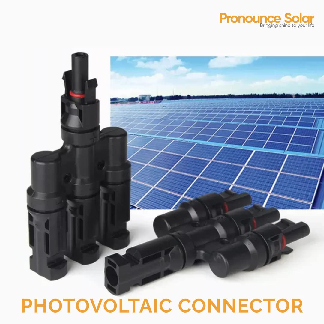 Pronounce Solar 3 in 1 T3 MC4 Wire Connector for Solar Panels, (1+1 Pair), (1500V/50A) MC4 CONNECTOR 3IN 1OUT
