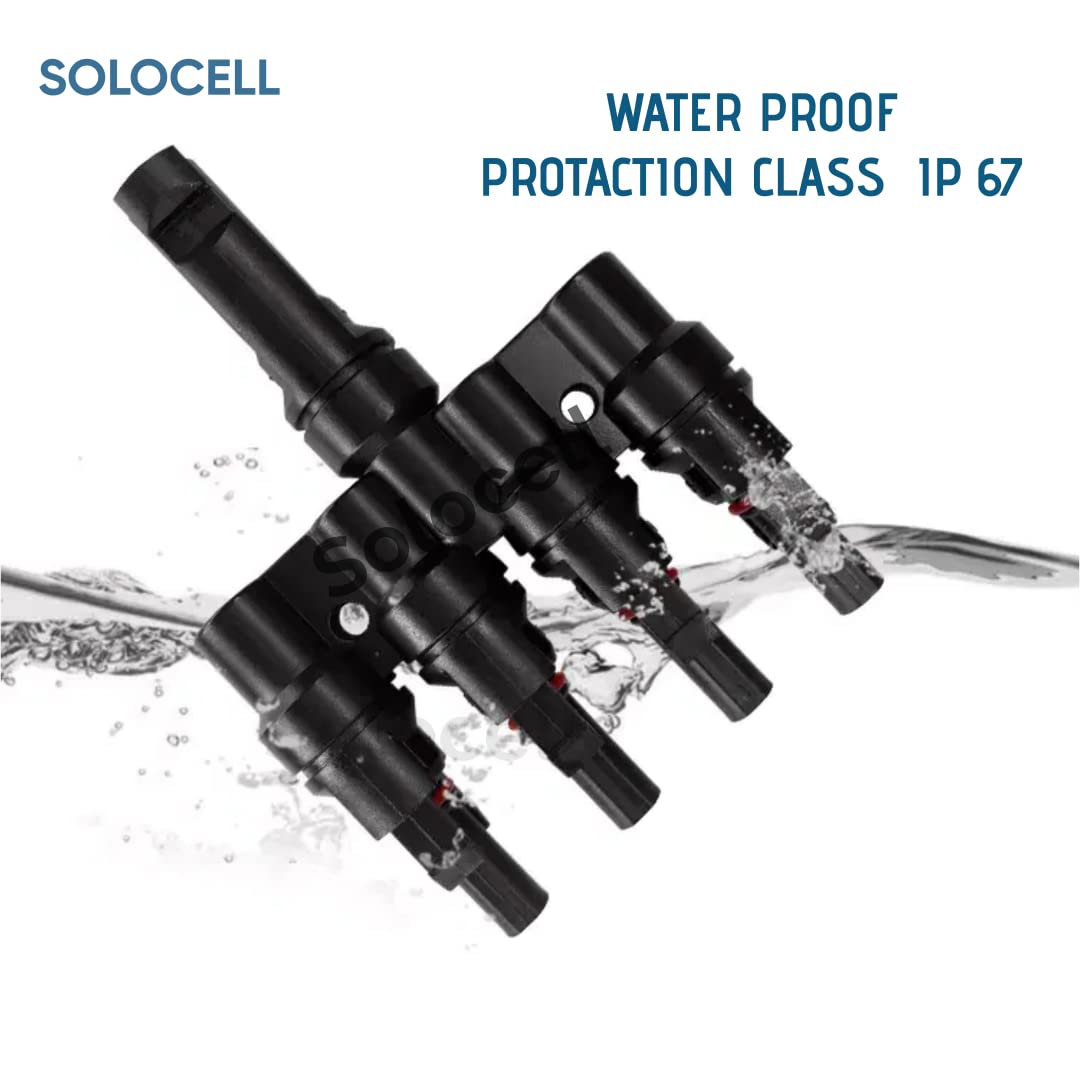 Solocell 4 in 1 T4 MC4 Wire Connector for Solar Panel, (1+1 Pair MC4), (1500V/50A) Mc4 connector 3in 1out