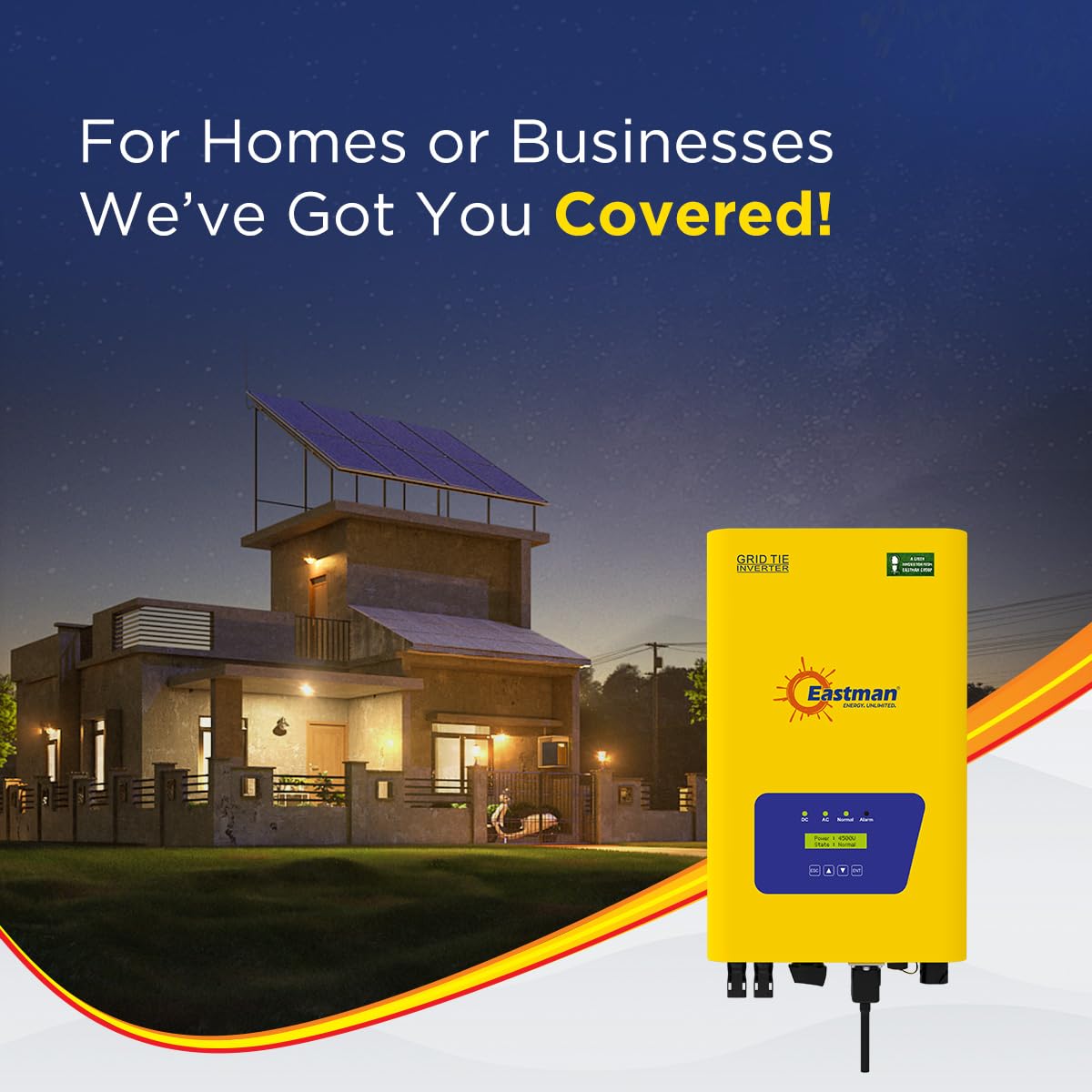 Eastman 5KW 3-Phase Grid-Tie Solar ongrid Inverter with Dual MPPT | 10-Year Warranty | solar grid -Tie Inverter