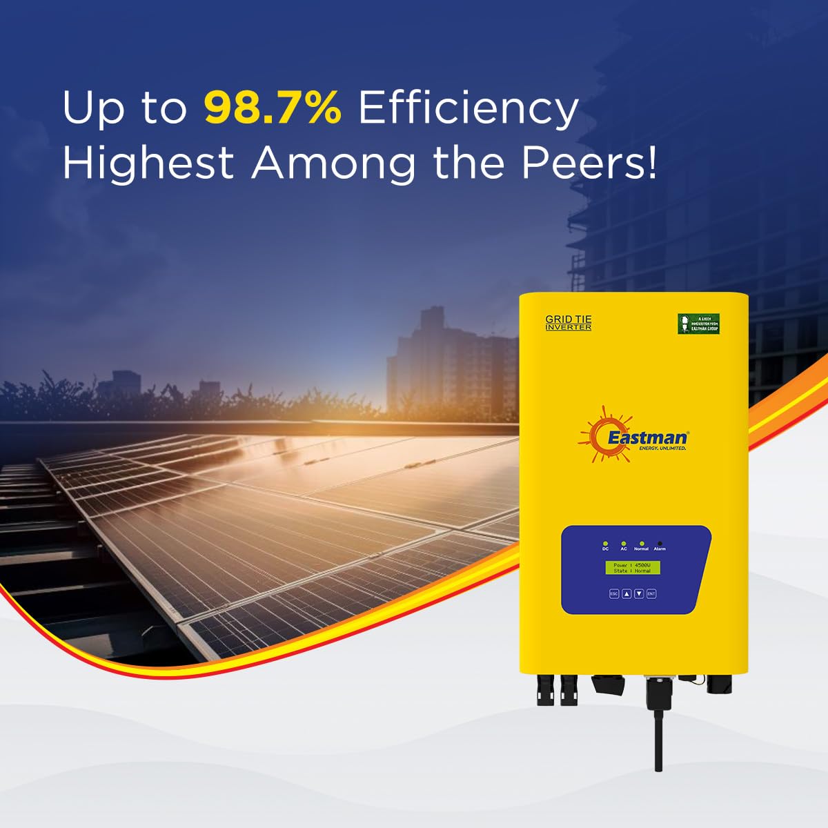 Eastman 5KW 3-Phase Grid-Tie Solar ongrid Inverter with Dual MPPT | 10-Year Warranty | solar grid -Tie Inverter