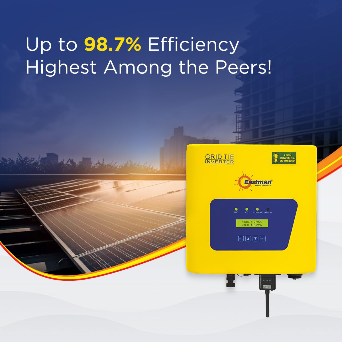 Eastman Solar Ongrid Inverter 3 KW 1 Phase, Grid Tie Solar Inverter, 10-Year Warranty  EGT-3K.1P1M