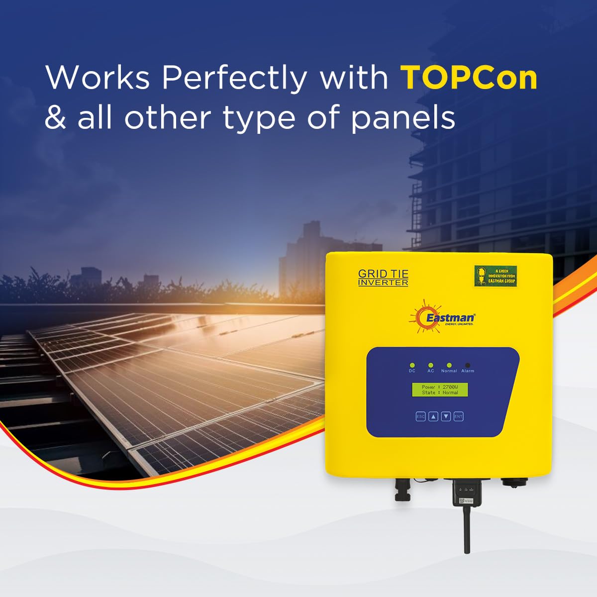 Eastman Solar Ongrid Inverter 3 KW 1 Phase, Grid Tie Solar Inverter, 10-Year Warranty  EGT-3K.1P1M