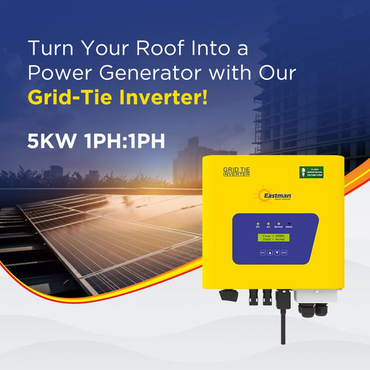 Eastman Solar 5KW Single Phase Ongrid Inverter | Best for PM Surya Ghar Yojana | High Efficiency | 10 Years Warranty | ‎EGT-5K.1P1M, 5 KW