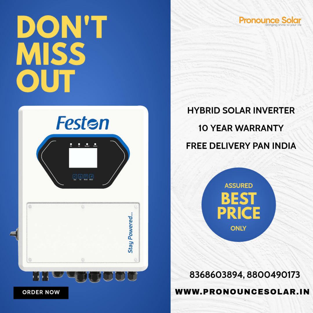 Feston 5kW 48V 1-Phase Hybrid Solar Inverter – Smart MPPT, Lithium Compatible, 10 Year Warranty