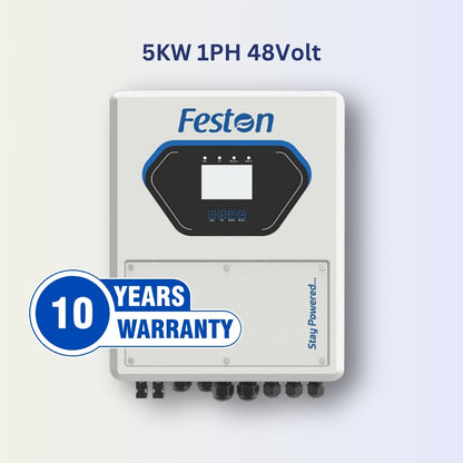 Feston 5kW 48V 1-Phase Hybrid Solar Inverter – Smart MPPT, Lithium Compatible, 10 Year Warranty