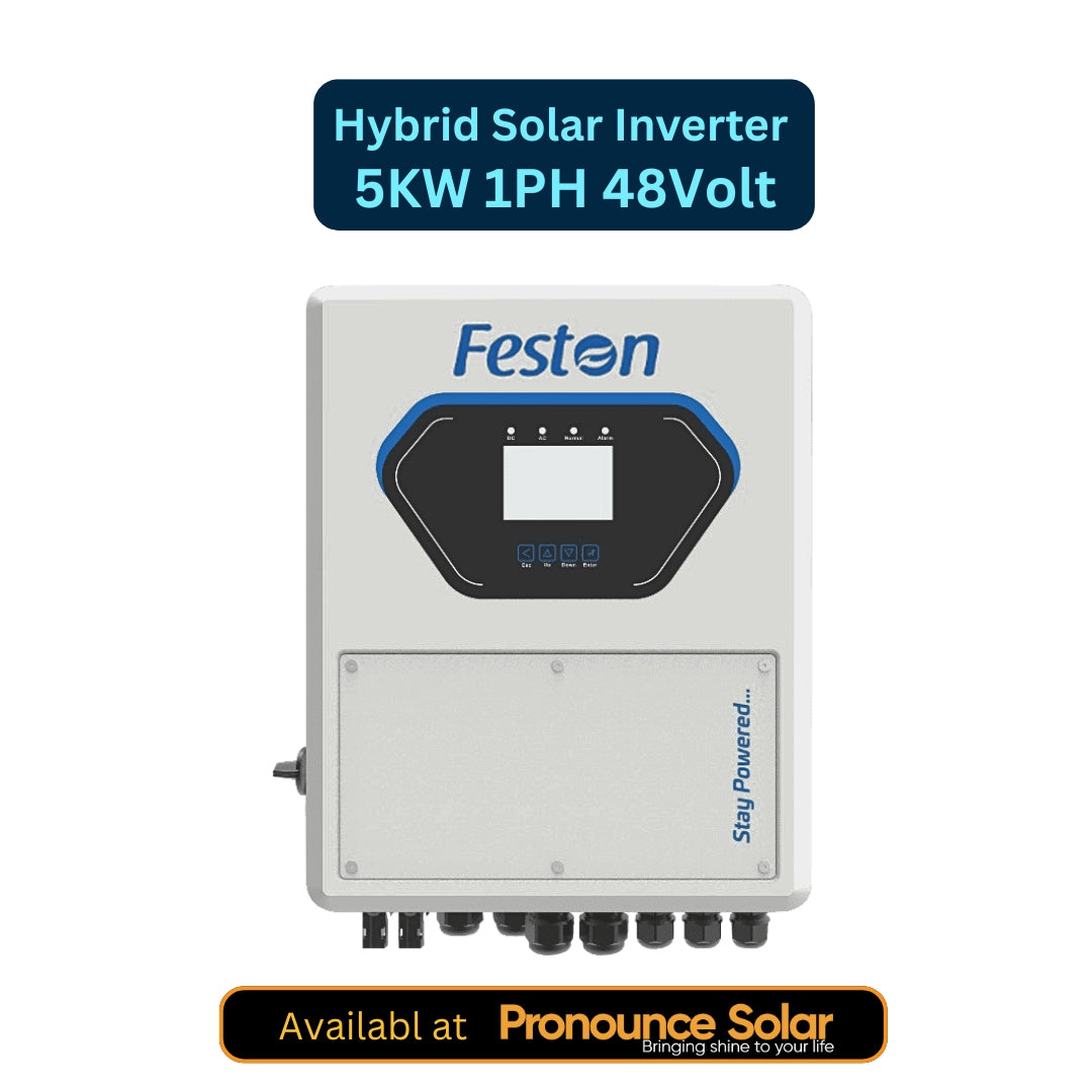 Feston 5kW 48V 1-Phase Hybrid Solar Inverter – Smart MPPT, Lithium Compatible, 10 Year Warranty