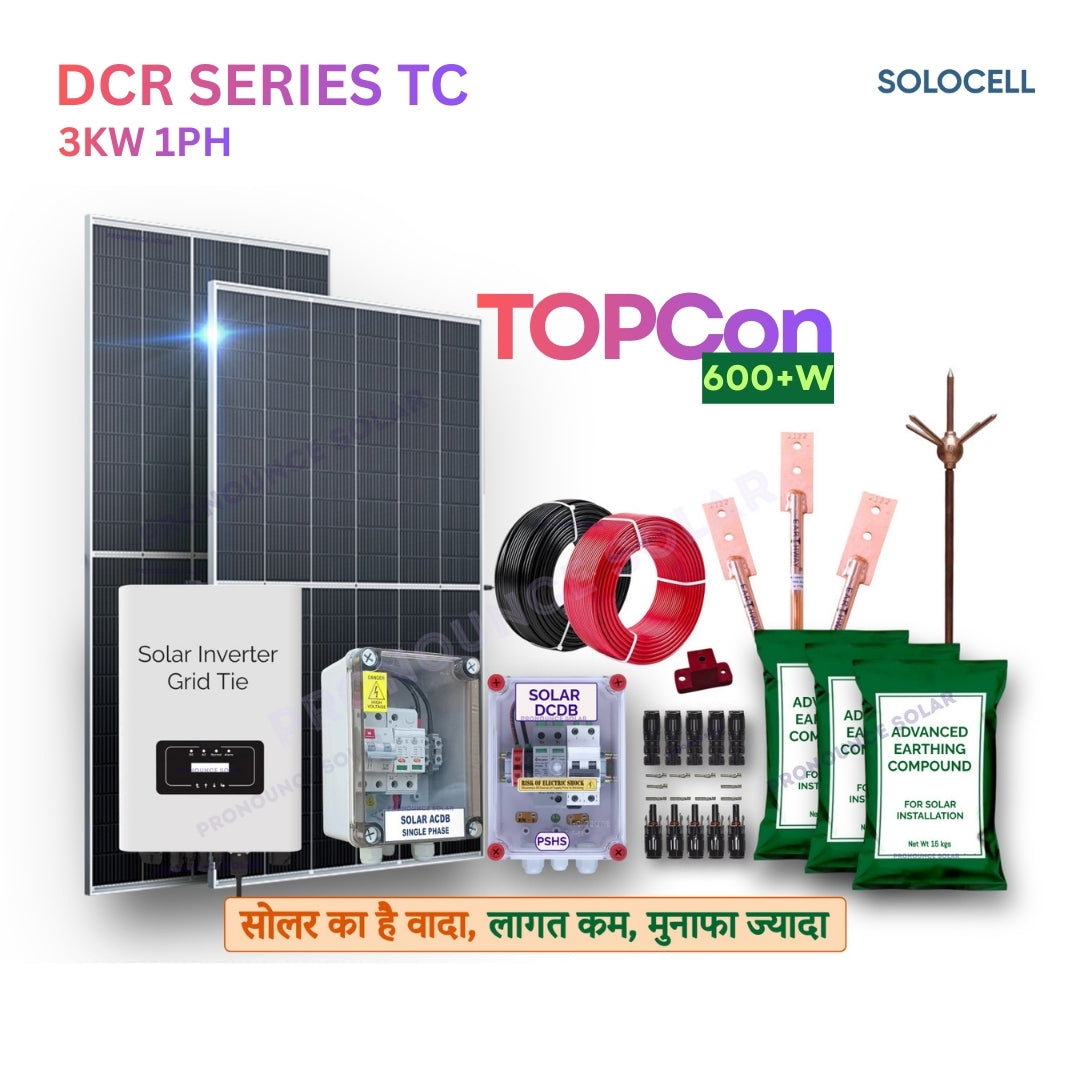 Solocell DCR Series TC Solar Kit – 3kW 1 Phase (TOPCon Technology)