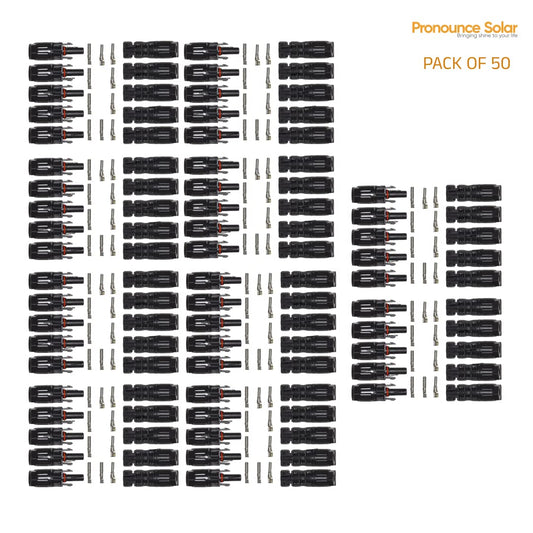Pronounce Solar MC4 Connector Set of 50 Pairs, Solar Panel Connector