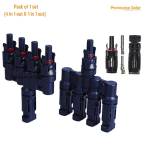 Pronounce Solar 4 in 1 T4 MC4 Wire Connector for Solar Panel, (1+1 Pair MC4), (1500V/50A) Mc4 connector 3in 1out
