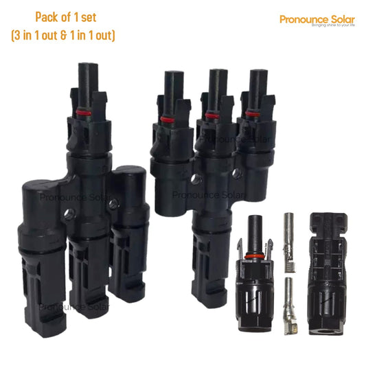 Pronounce Solar 3 in 1 T3 MC4 Wire Connector for Solar Panels, (1+1 Pair), (1500V/50A) MC4 CONNECTOR 3IN 1OUT