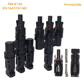 Pronounce Solar 3 in 1 T3 MC4 Wire Connector for Solar Panels, (1+1 Pair), (1500V/50A) MC4 CONNECTOR 3IN 1OUT