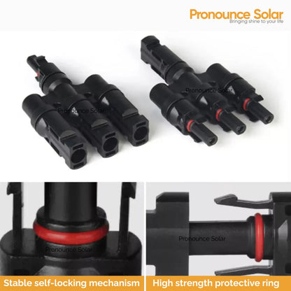 Pronounce Solar 3 in 1 T3 MC4 Wire Connector for Solar Panels, (1+1 Pair), (1500V/50A) MC4 CONNECTOR 3IN 1OUT