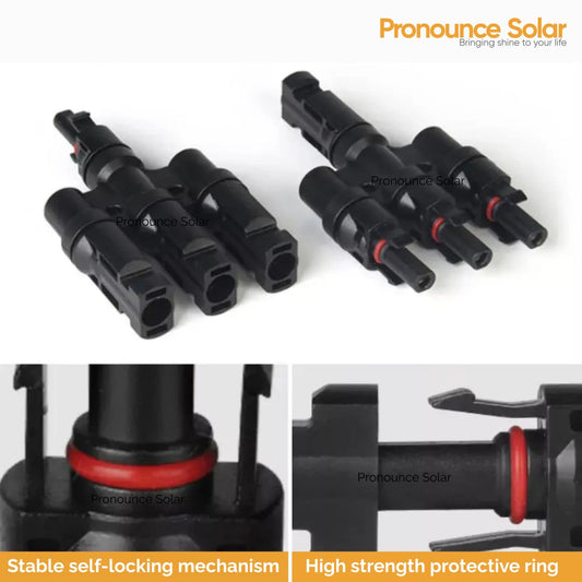 Pronounce Solar 3 in 1 T3 MC4 Wire Connector for Solar Panels, (1+1 Pair), (1500V/50A) MC4 CONNECTOR 3IN 1OUT