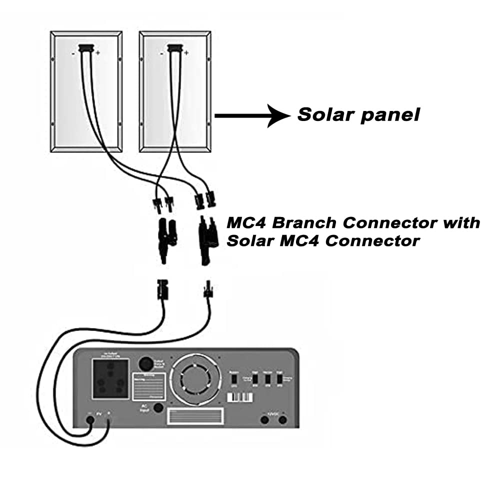 Pronounce Solar 2 in 1 MC4 Branch Connector for Solar Panels, (1+1 Pair), MC4 connector 2in 1out