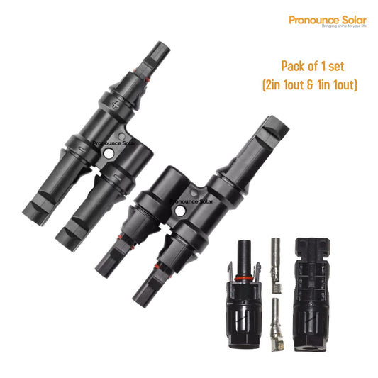 Pronounce Solar 2 in 1 MC4 Branch Connector for Solar Panels, (1+1 Pair), MC4 connector 2in 1out