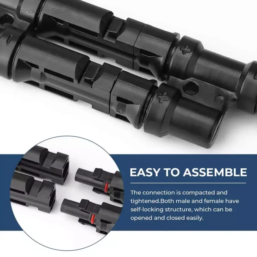 Pronounce Solar 2 in 1 MC4 Branch Connector for Solar Panels, (1+1 Pair), MC4 connector 2in 1out