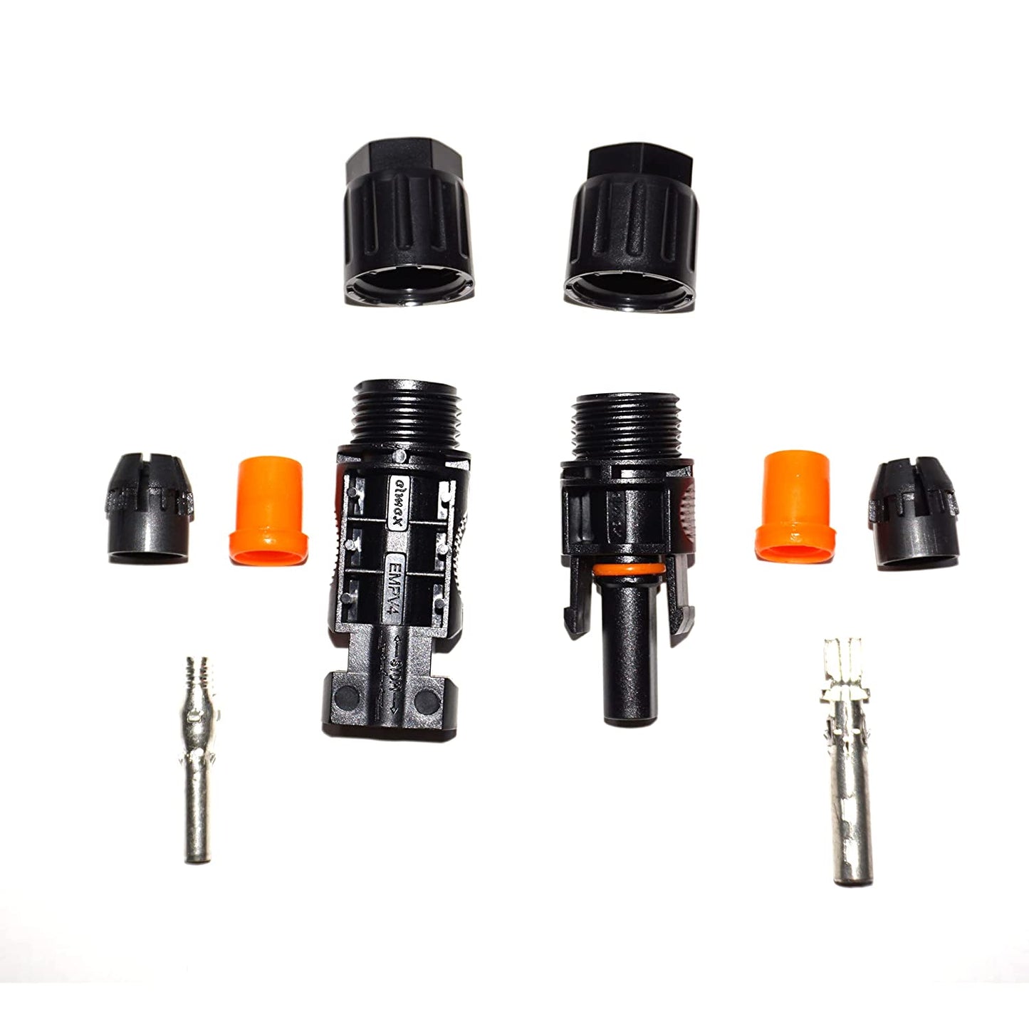 Solocell MC4 Solar Connectors – Set of 10 Pairs (Male + Female + Pins), 1000 V / 30 A, IP67 Weatherproof
