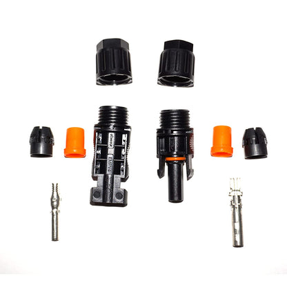 Solocell MC4 Solar Connectors – Set of 10 Pairs (Male + Female + Pins), 1000 V / 30 A, IP67 Weatherproof