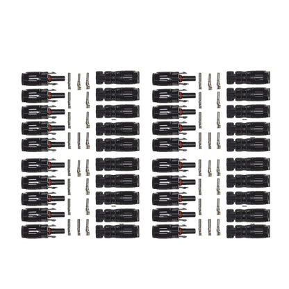 Solocell MC4 Solar Connectors – Set of 20 Pairs (Male + Female + Pins), 1000 V / 50 A, IP67 Weatherproof