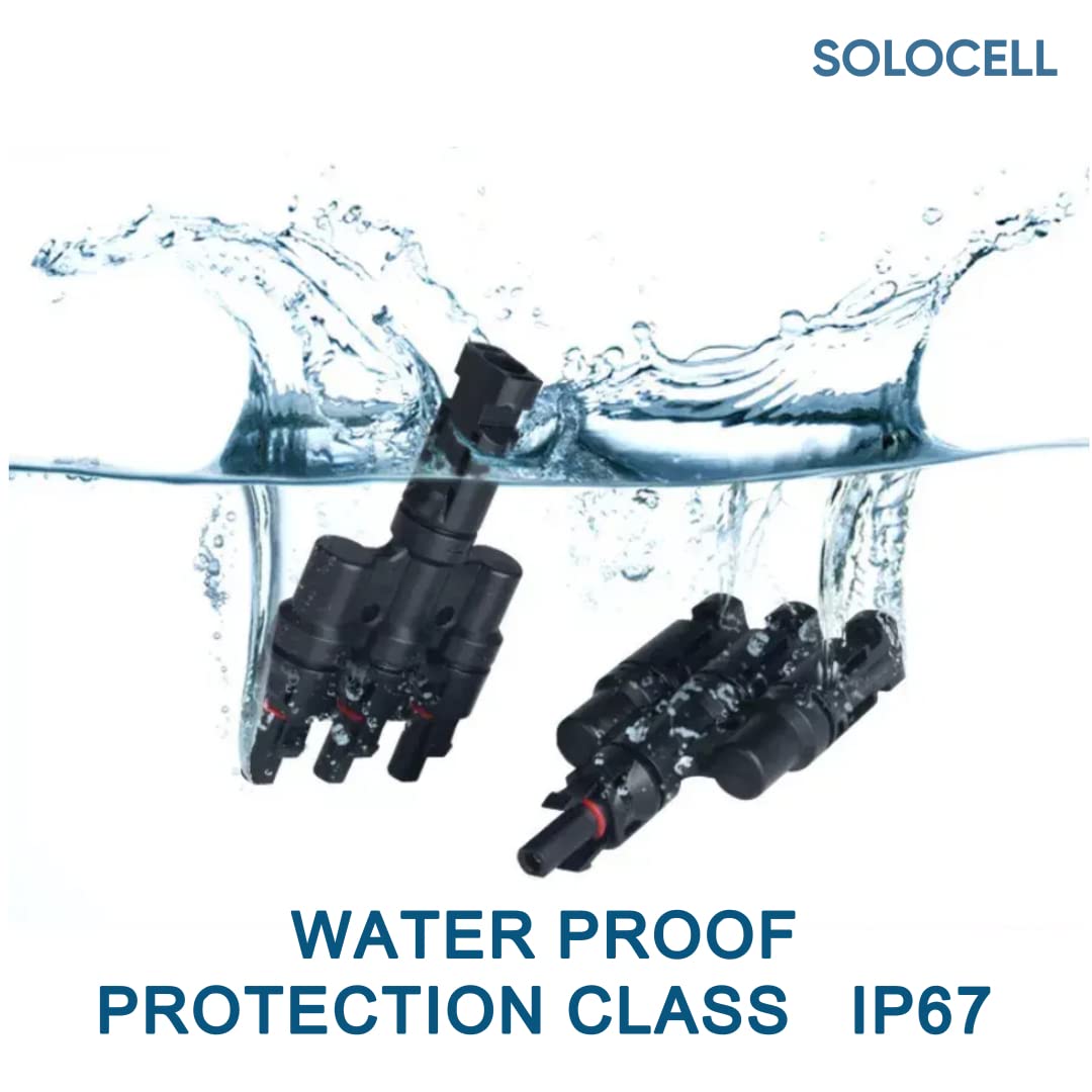 Solocell 3 in 1 T3 MC4 Wire Connector for Solar Panels, (1+1 Pair), (1500V/50A) MC4 CONNECTOR 3IN 1OUT
