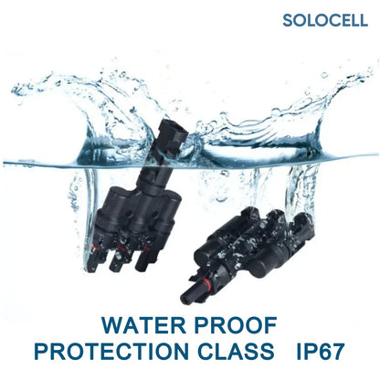 Solocell 3 in 1 T3 MC4 Wire Connector for Solar Panels, (1+1 Pair), (1500V/50A) MC4 CONNECTOR 3IN 1OUT