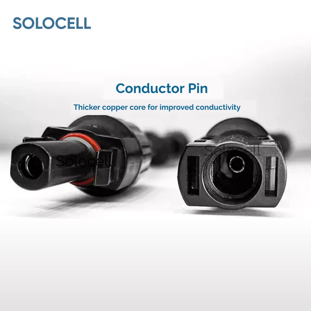 Solocell 4 in 1 T4 MC4 Wire Connector for Solar Panel, (1+1 Pair MC4), (1500V/50A) Mc4 connector 3in 1out