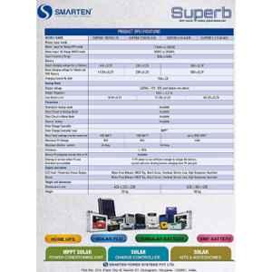 SMARTEN  Superb 2500 VA / 2.5kVA ; 24 Volt ; 50 A MPPT Solar PCU Inverter (Support 1800Watts Panels /1HP Submersible Pump)